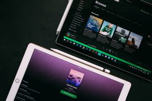 Spotify app on computer and tablet